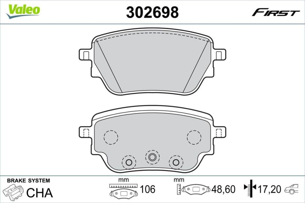 Jogo de 4 pastilhas de travão VALEO ref. 302698